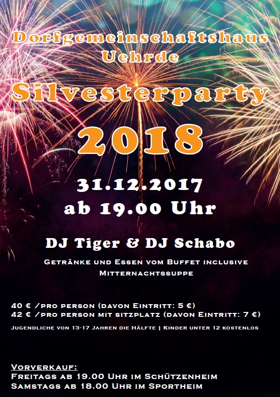Silvesterfeier ins Jahr 2018
